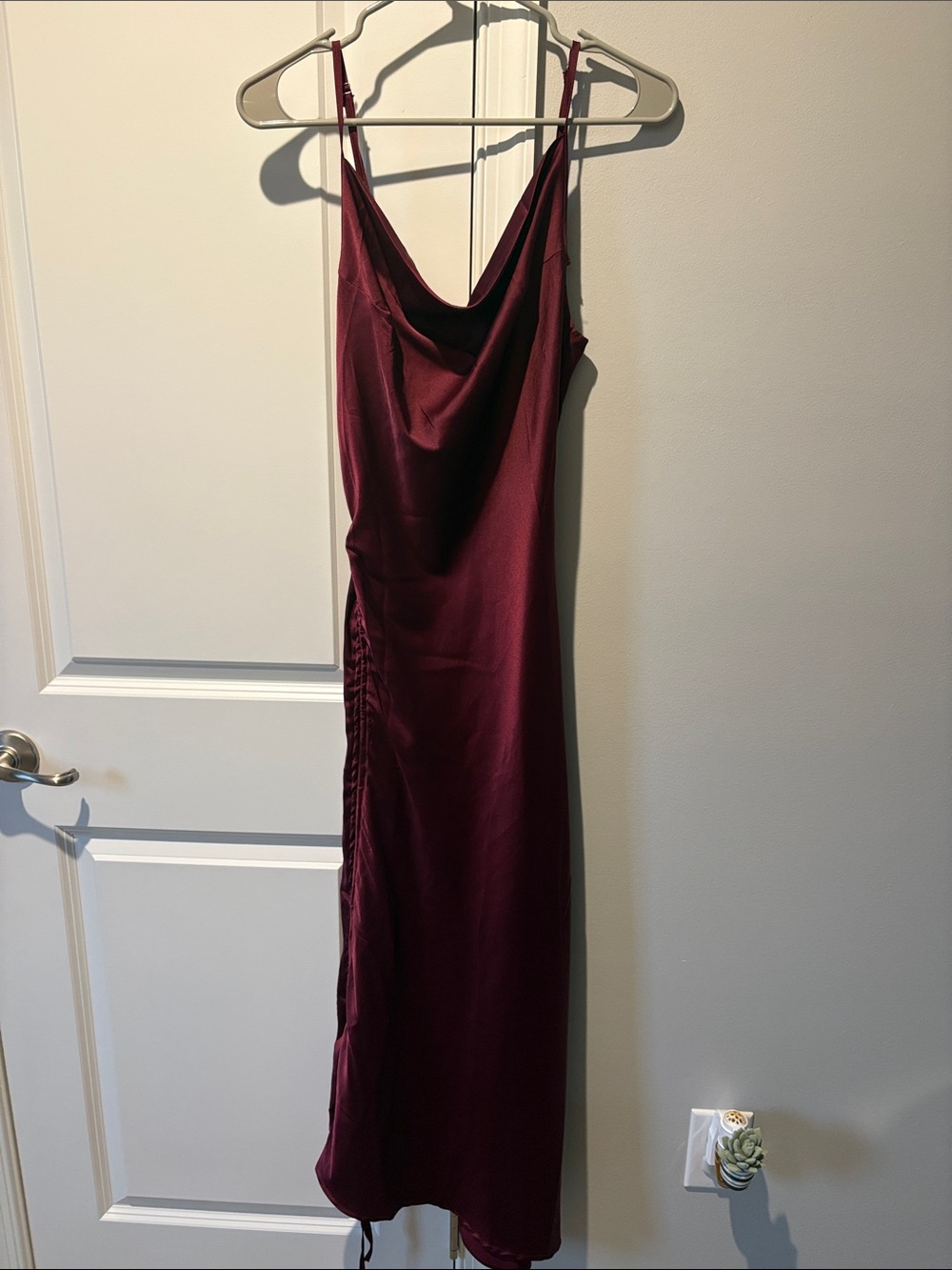 Sleeveless Cowl Midi Dress in Burgundy